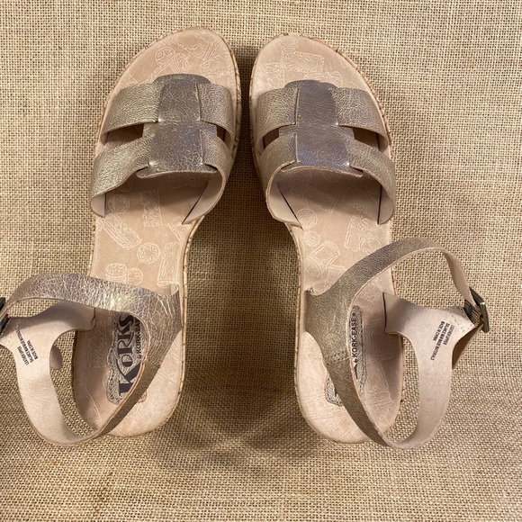 Kork Ease leather sandals wedges platform heels gold size 10 - Picture 7 of 11